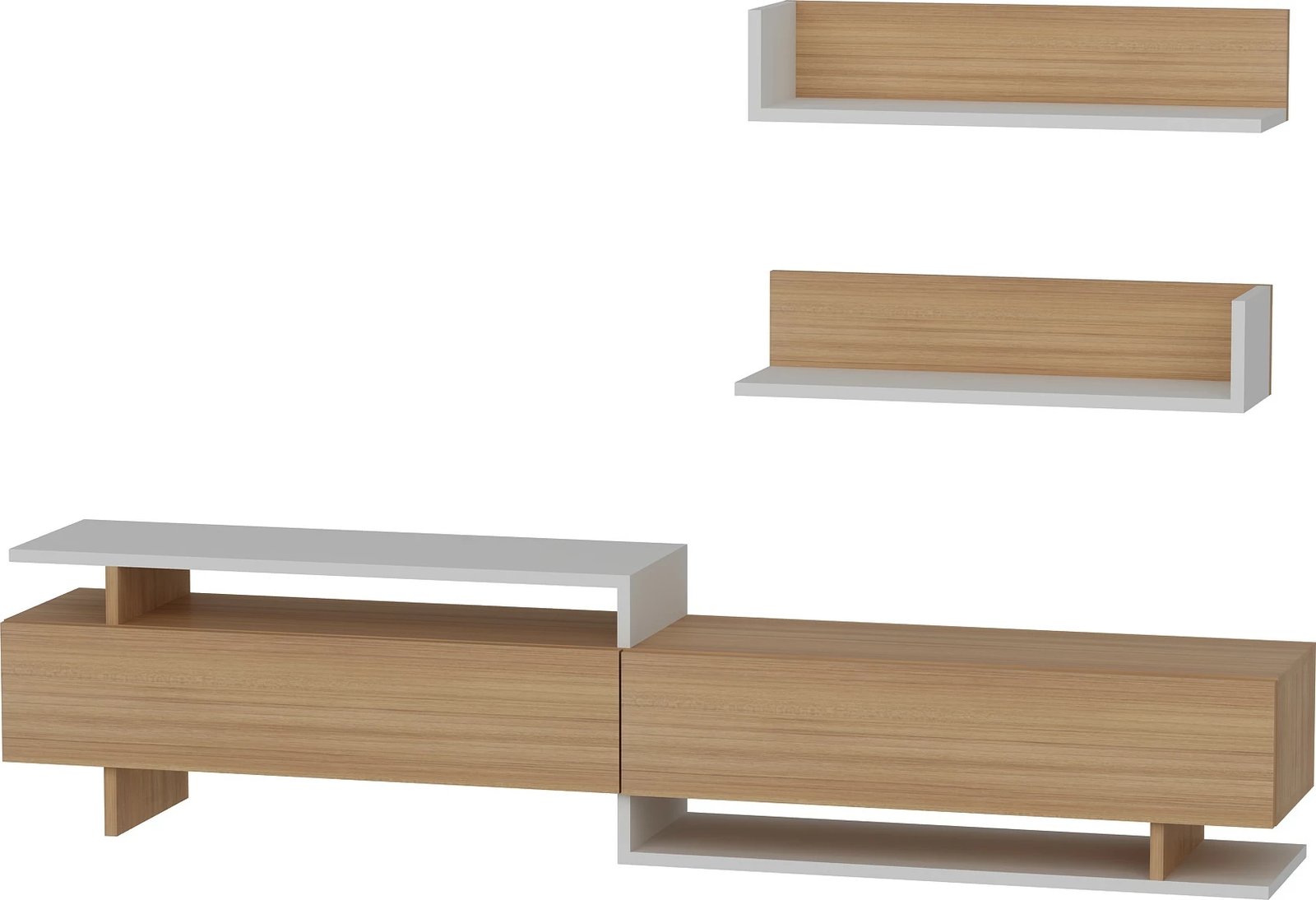 Komodë TV Hanah Home, Ayaz, ngjyrë teak dhe e bardhë