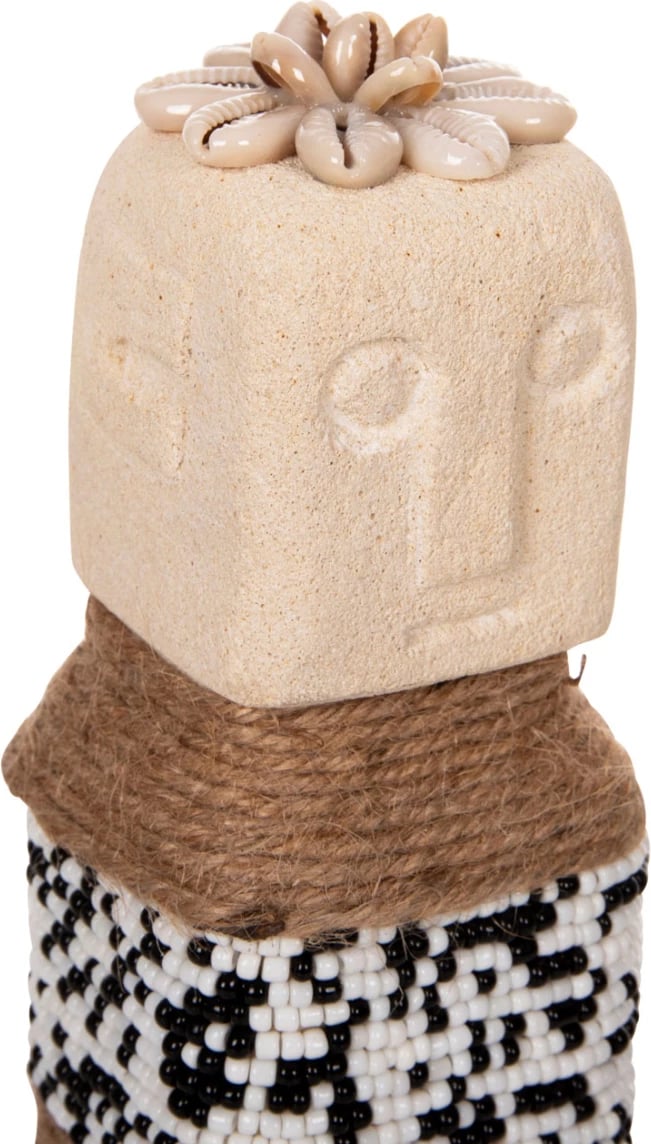 Statujë tavoline SUMBA FH4309 prej guri të bardhë paras-rruaza-litar bar deti 7x7x17Hcm Statujë tavoline SUMBA FH4309 prej guri të bardhë paras-rruaza-litar bar deti 7x7x17Hcm