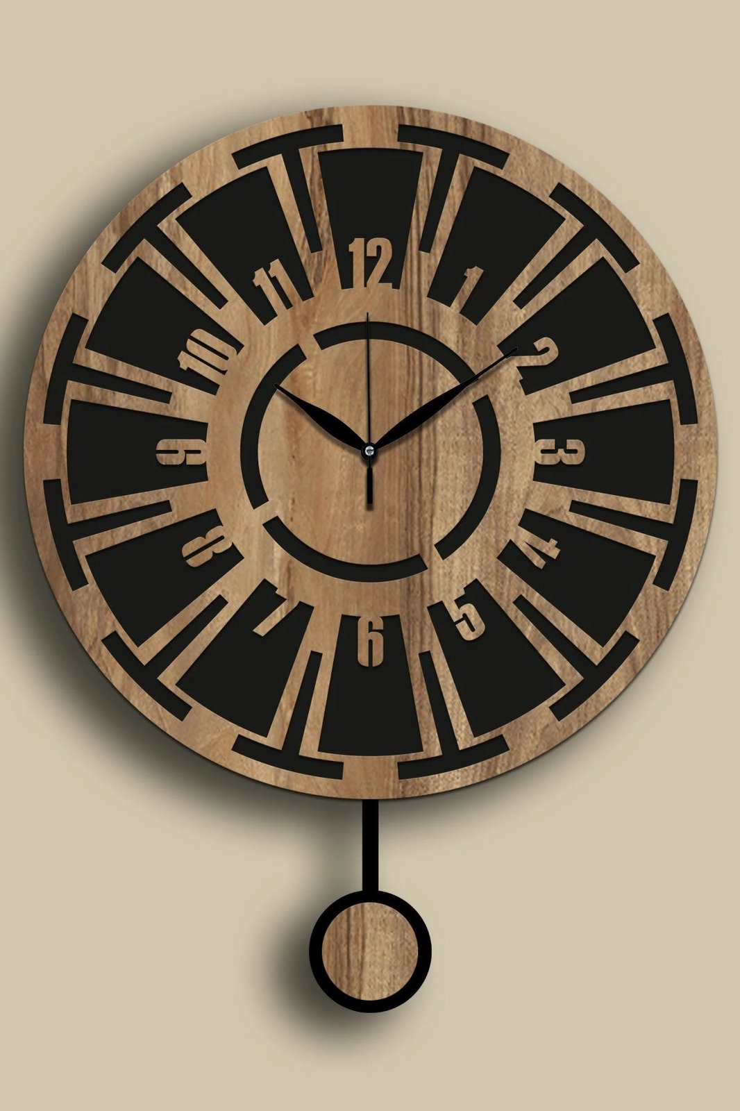 Orë muri dekorative Wallity, Vlnt114Mo, ngjyrë arre dhe e zezë