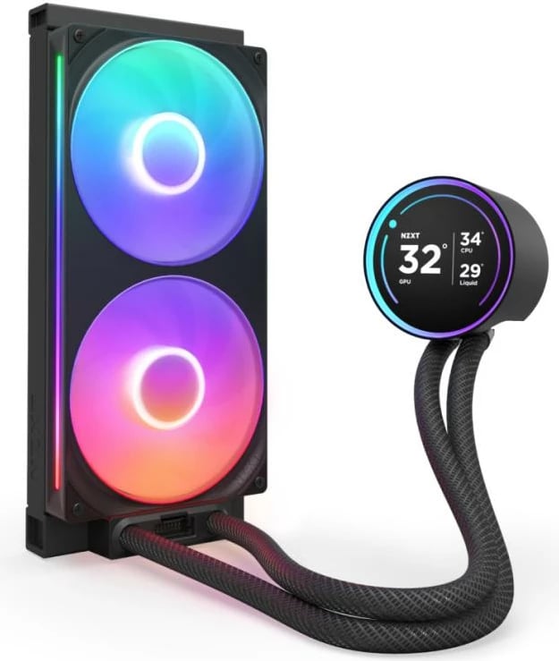 Ftohës ujor CPU, NZXT Kraken Elite 280 RGB (RL-KR28E-B2), 280mm, ekran LCD, socket AM4, zi