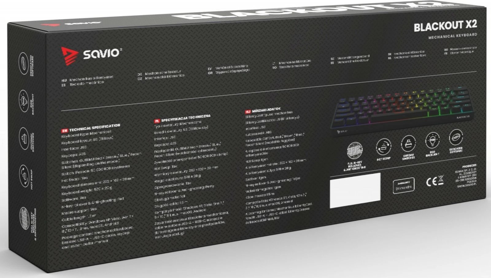 Tastierë mekanike Savio Blackout X2 OUTEMU Brown, 60%, ARGB, Hot Swap, e zezë Tastierë mekanike Savio Blackout X2 OUTEMU Brown, 60%, ARGB, Hot Swap, e zezë