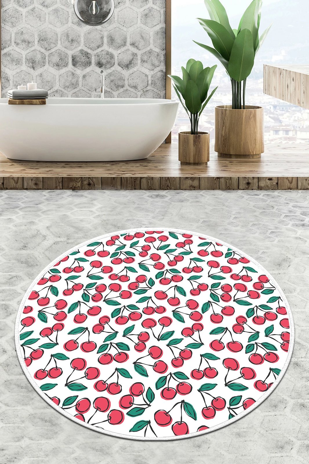 Tapet banje Mijölnir, rrumbullakët, model qershie, 200cm