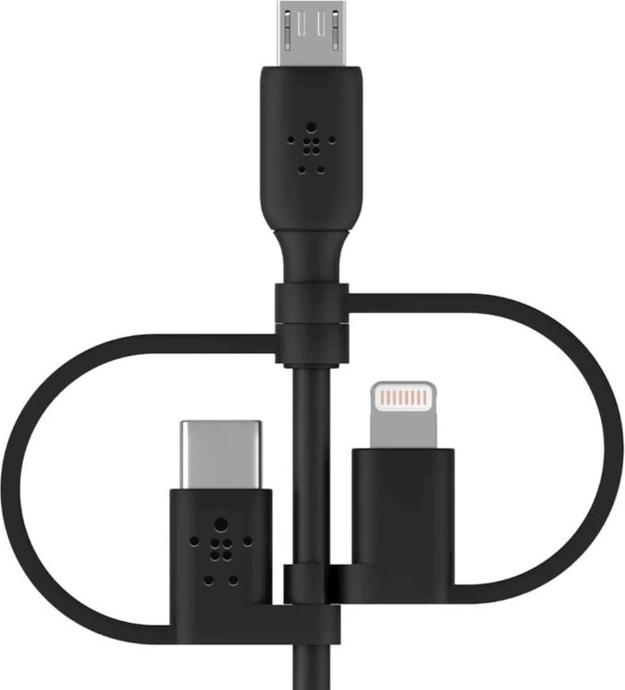 Kabllo Belkin BOOST CHARGE, 1 m, USB A, USB C/Micro-USB B/Lightning, e zezë