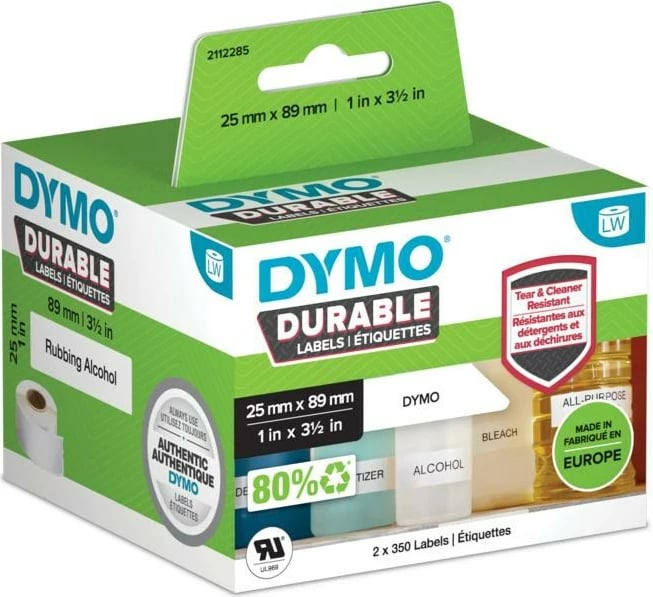 Etiketa vetëngjitëse për printer DYMO, 2112285, 2.5x2.5 cm, 2 rrotulla, Bardhë