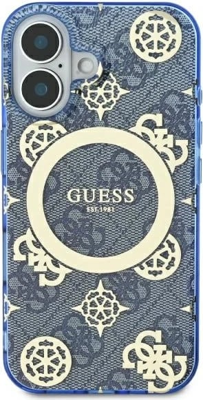 Mbështjellës Guess Peony On 4G MagSafe për iPhone 16, Blu Mbështjellës Guess Peony On 4G MagSafe për iPhone 16, Blu