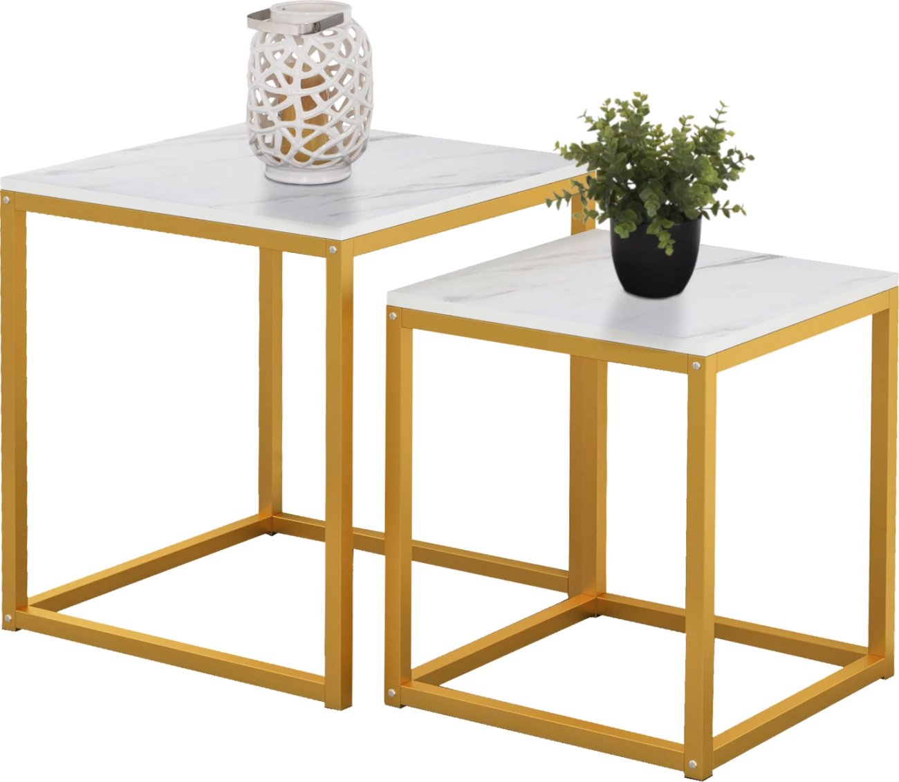 Tavolina anësore GRELAY set 2 copë MDF & metal 45Χ45Χ50Hcm.FH8762.11