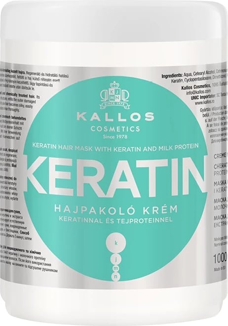 Maskë për flokë Kallos Keratin për femra, 1000ml