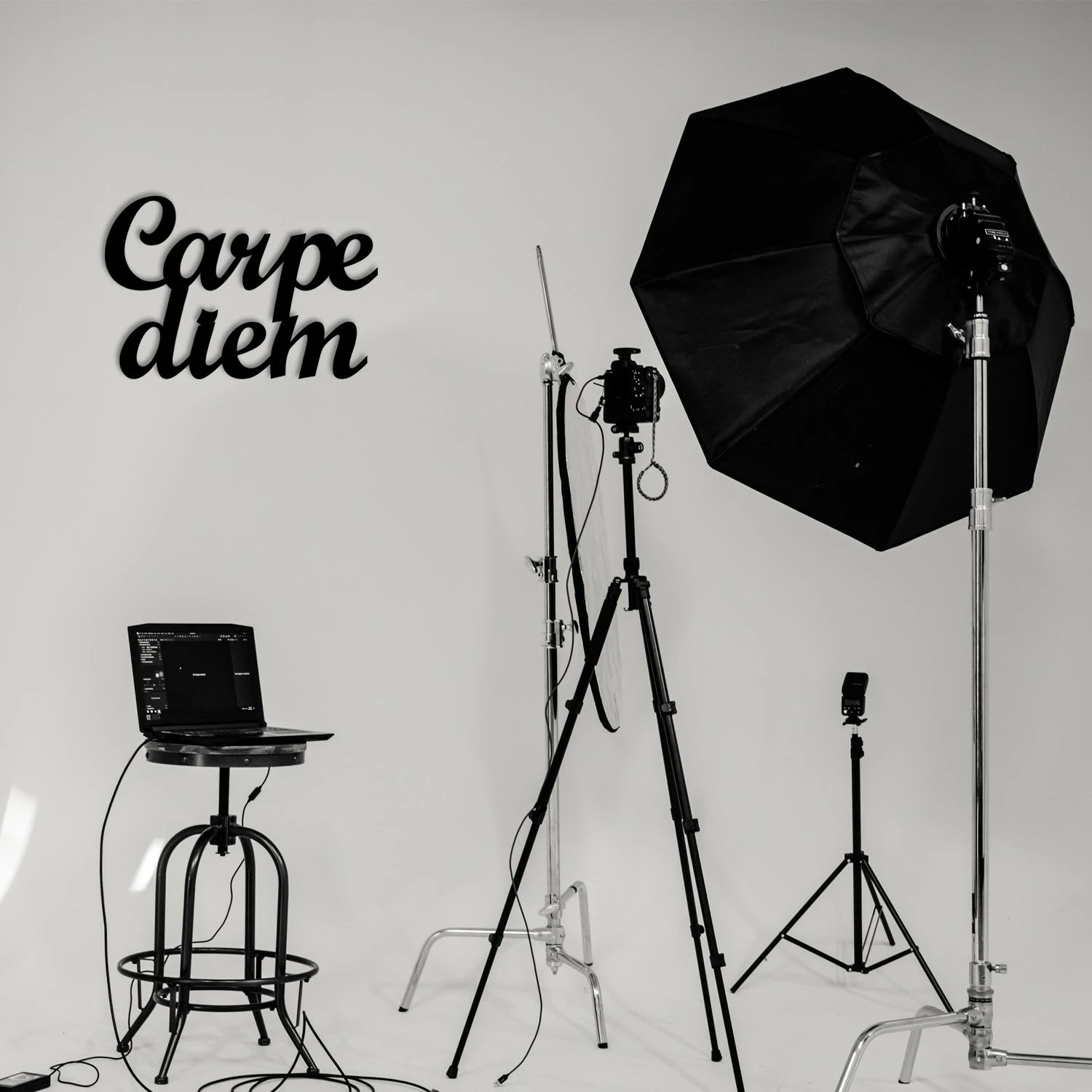 Aksesor dekorativ metalik për mur, Wallity, Carpediem 1, ngjyrë e zezë, 50x38cm