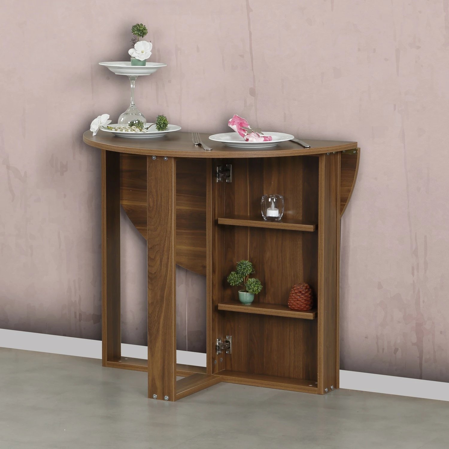 Tavolinë palosëse Hanah Home, mesatare, ngjyrë arre