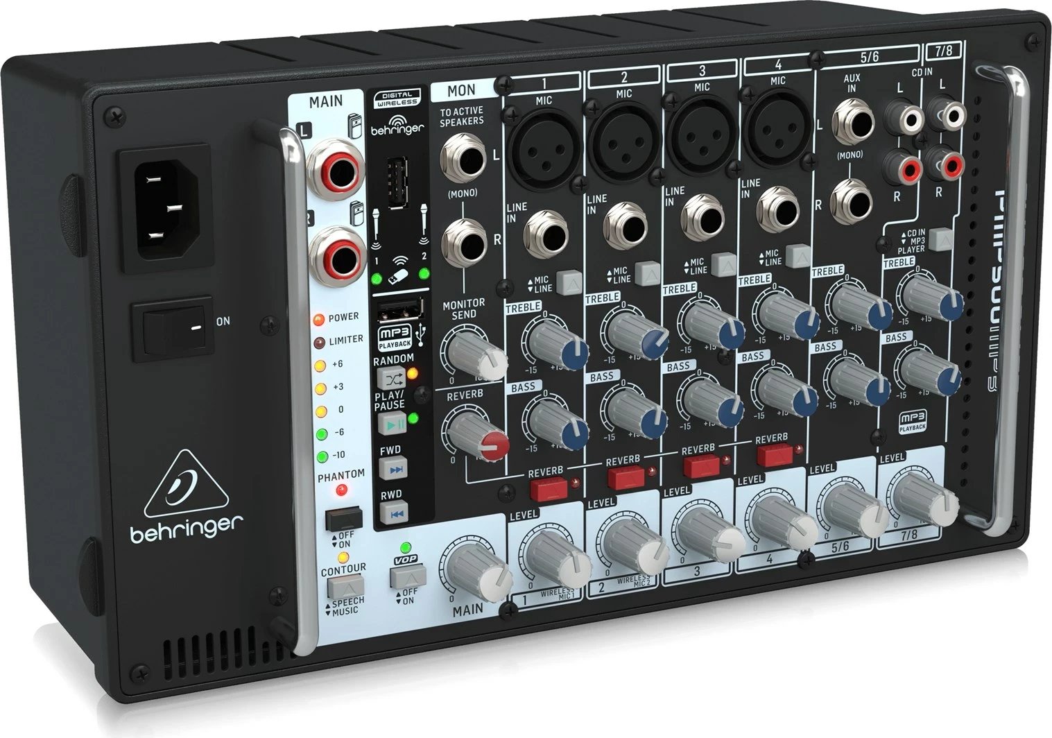 Mikser Behringer PMP500MP3, 8 kanale, USB, i zi Mikser Behringer PMP500MP3, 8 kanale, USB, i zi