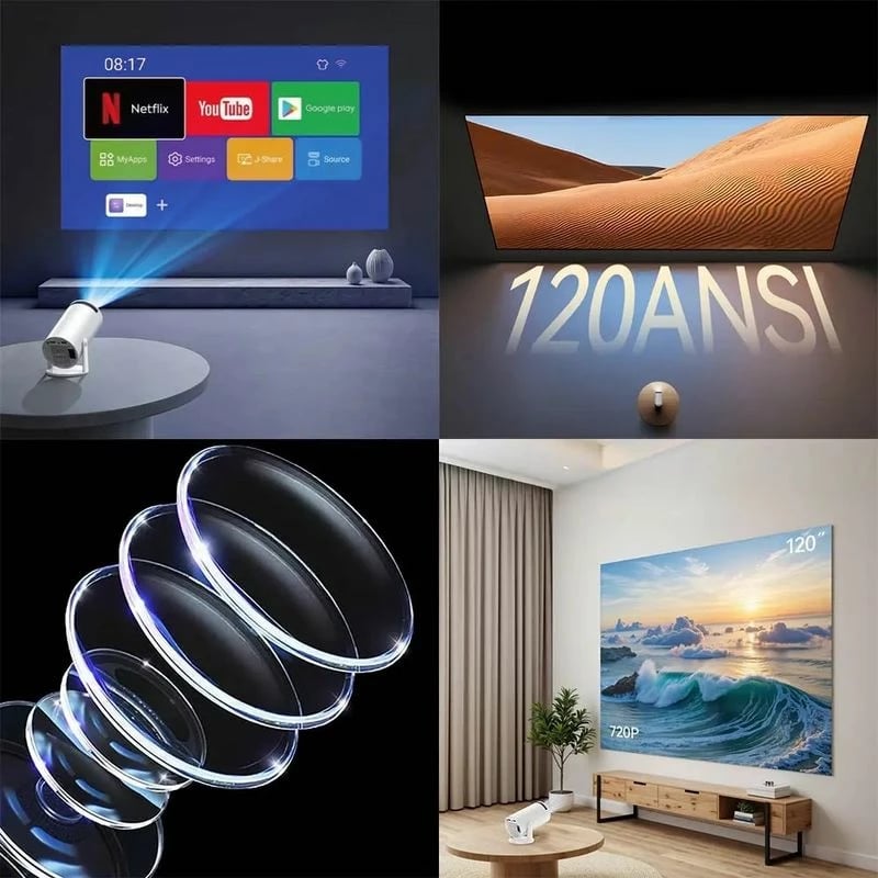 Mini Projektor 1280x720p Bt 5.0 2.69'' 110-240v,12v/2a