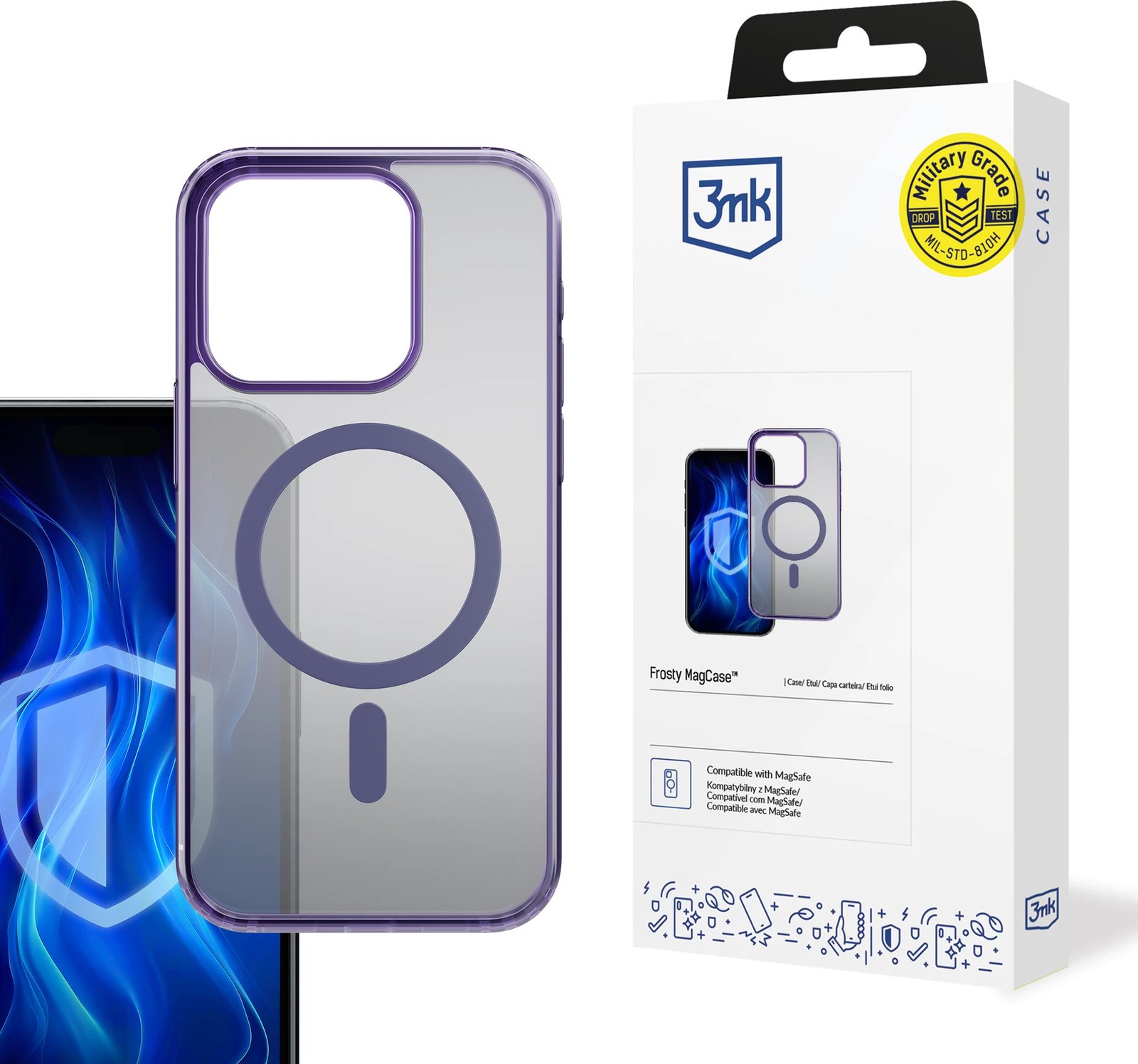 Mbështjellës 3mk Frosty MagCase për iPhone 15 Pro Max, MagSafe, Violet