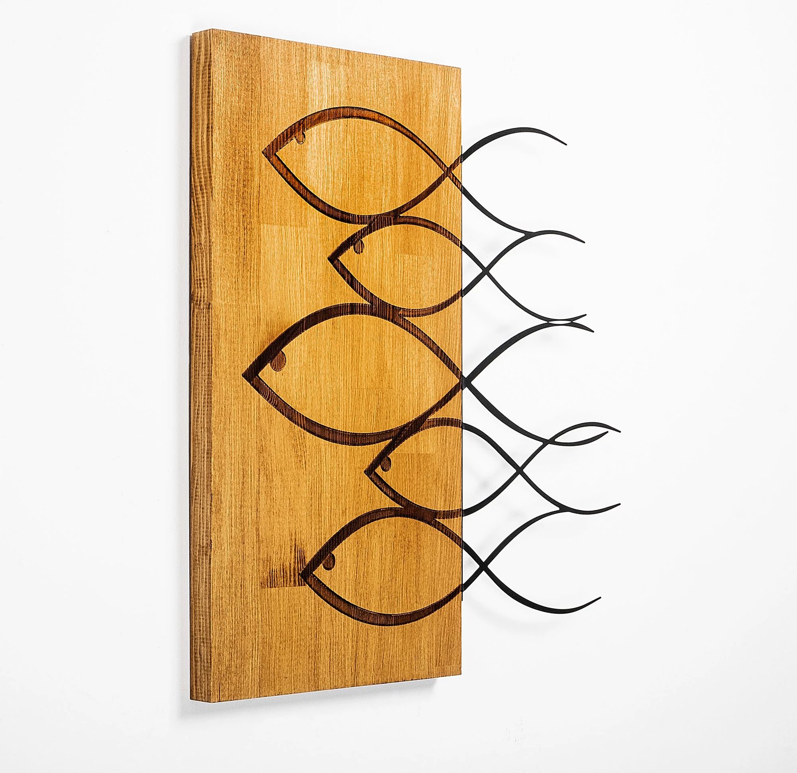 Aksesor dekorativ muri prej druri, Wallity, MA-283, ngjyrë arre dhe e zezë