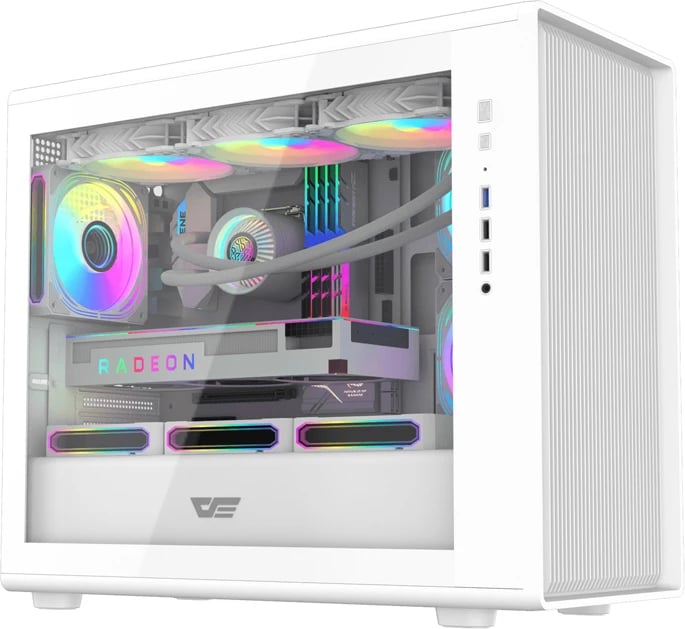 Kasë, Darkflash, DB460M, M-ATX/ITX, deri 12 ventilatorë / radiator 360 mm, 2x HDD 3.5" 2x SSD 2.5", e bardhë