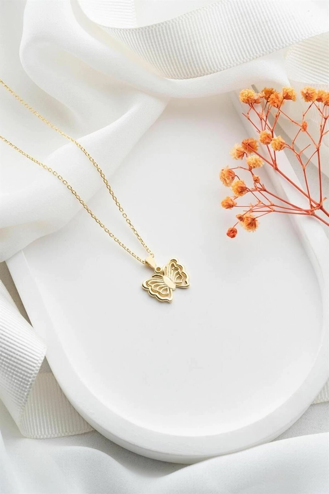 Qafore argjendi me flutur, ngjyrë ari, Jumeon, SLVNJWLRY00001