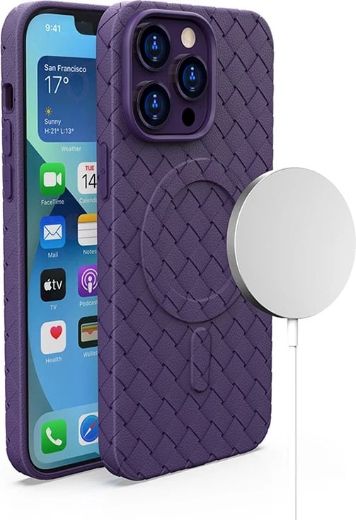 Mbështjellës Hurtel Woven Case për iPhone 15 Pro, MagSafe, vjollcë