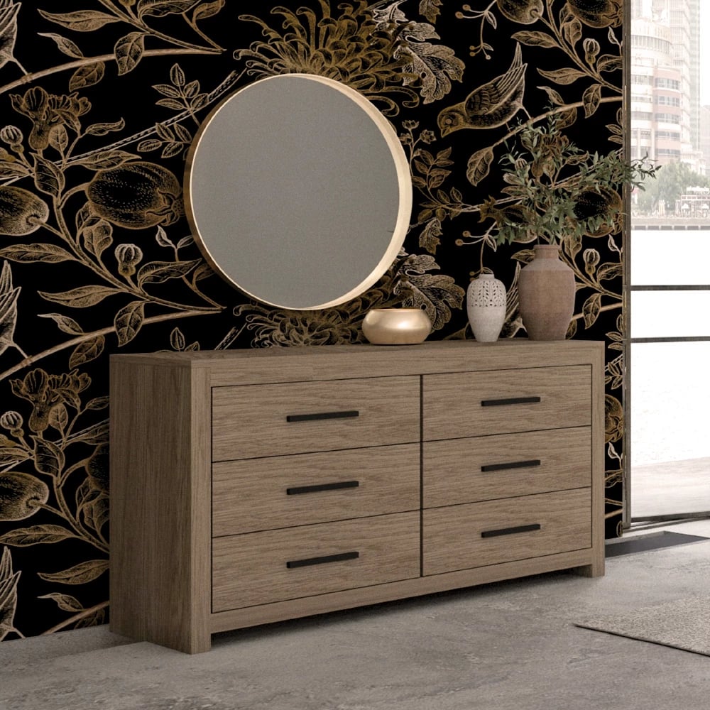 Komodë DODO, ngjyrë lisi e errët, 132x45x75