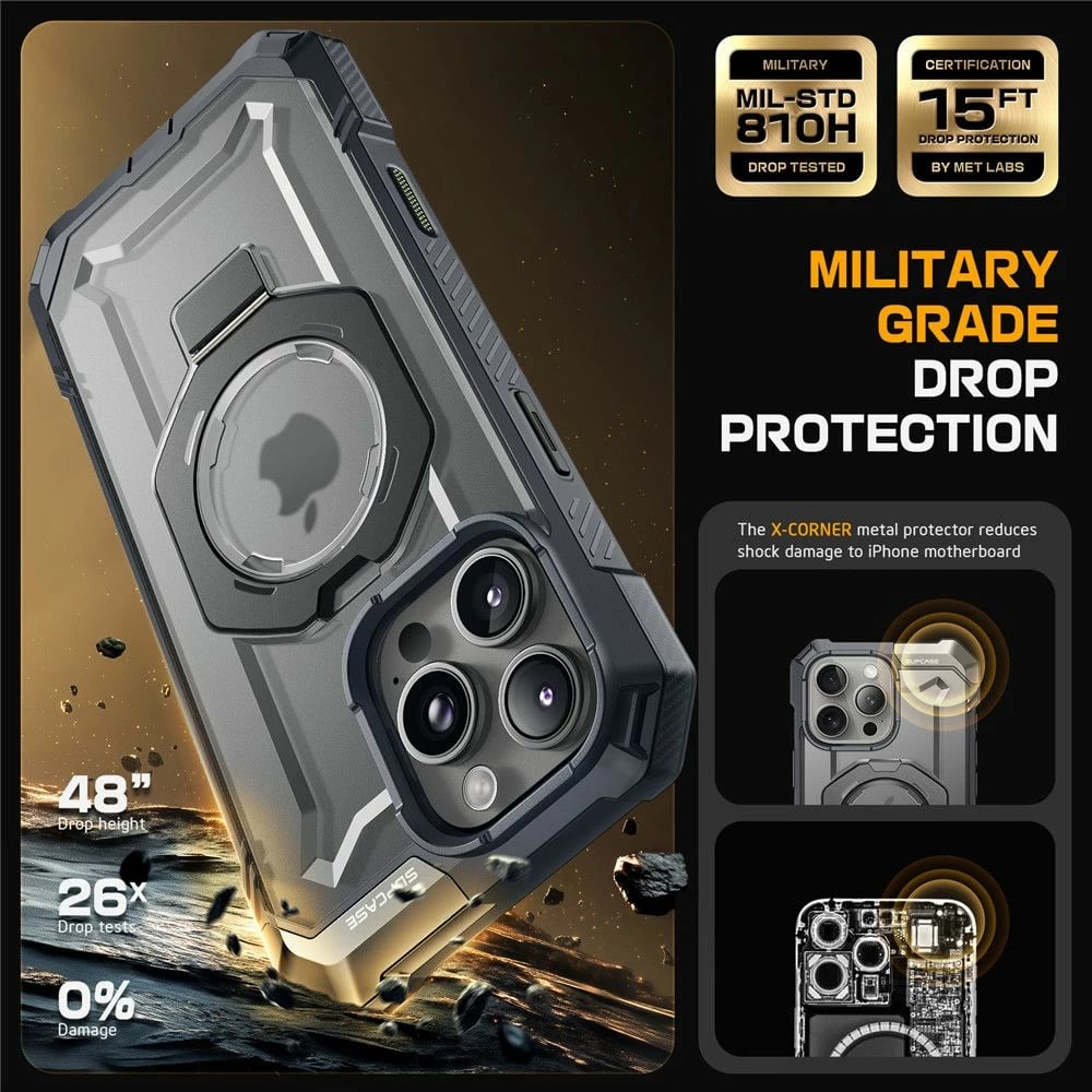 Mbështjellës Supcase UB Grip Mag për iPhone 16 Pro Max, MagSafe, Gri