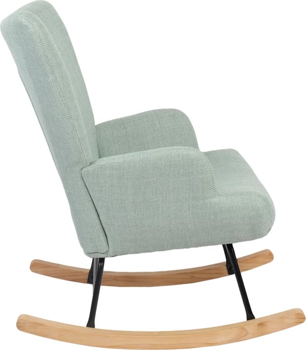 Karrige lëkundëse Jianna, stof mente, këmbë natyrale, 79x64x89cm