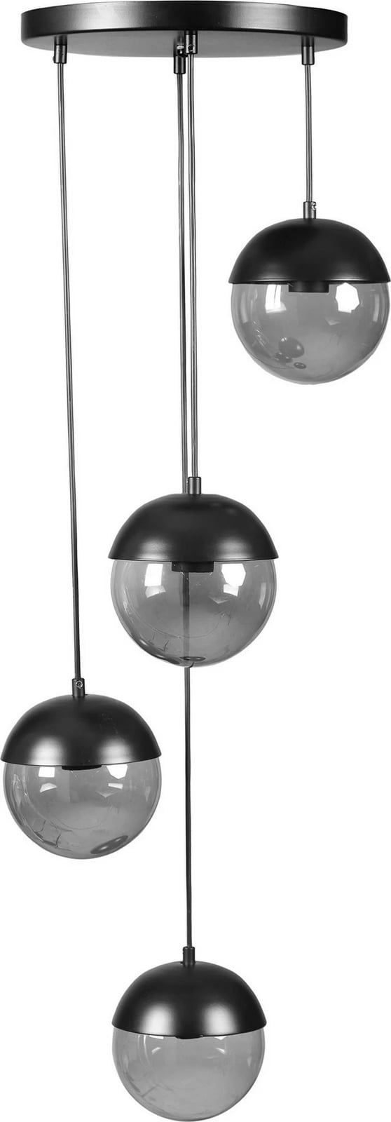 Llambadar Opviq, 4 sfera, metal i zi, xham i tymosur