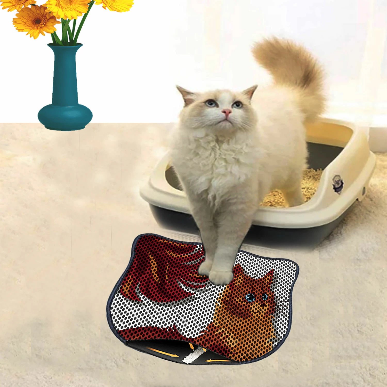 Tapet për rërë mace, shumëngjyrësh, Paws & Whiskers, Kdkafa0093 Tapet për rërë mace, shumëngjyrësh, Paws & Whiskers, Kdkafa0093