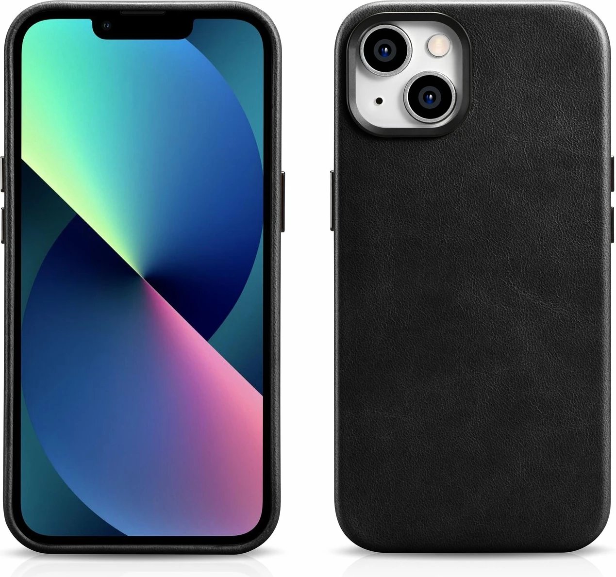 Mbështjellës lëkure iCarer Oil Wax Premium për iPhone 14, me MagSafe, i zi