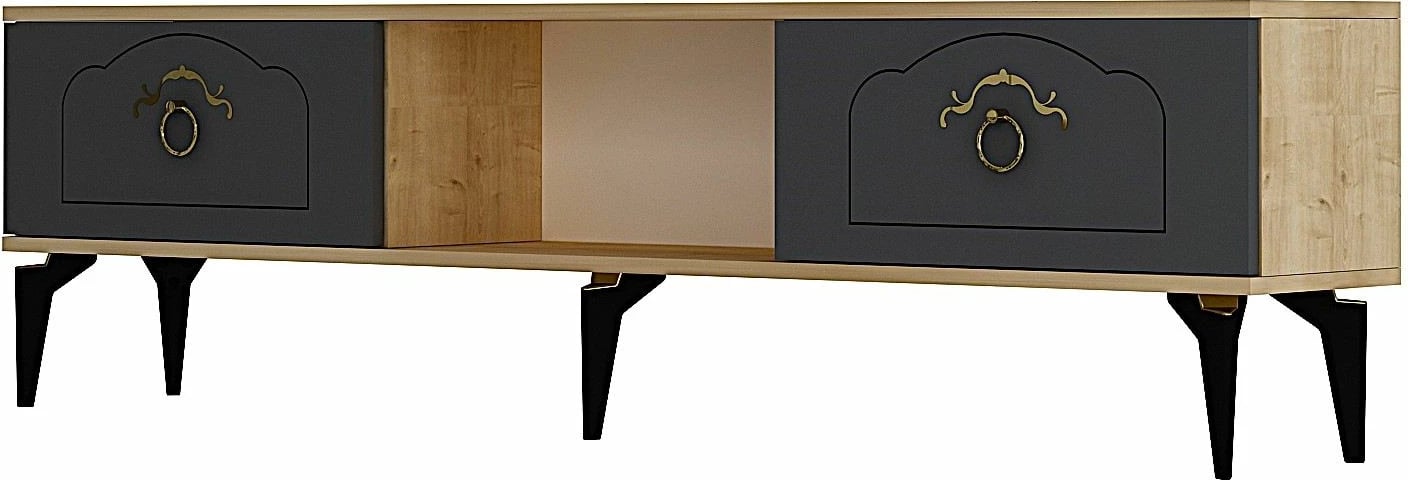 Komodë TV Skye Decor, ngjyrë lis safir dhe antracit