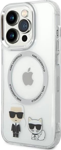 Mbështjellës Karl Lagerfeld Karl & Choupette Aluminum Magsafe për iPhone 14 Pro Max 6.7", Transparent