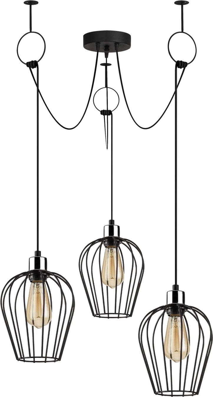 Llambë tavani industriale Nostalgia, ngjyrë e zezë, Opviq Tel-6686