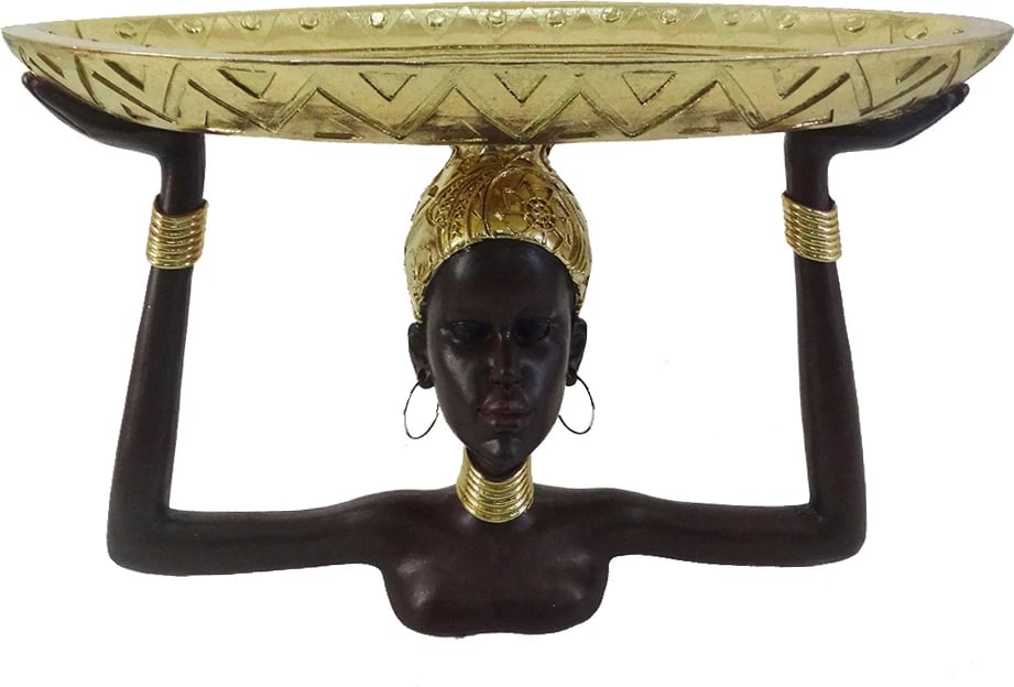 Figurë dekorative JESIRA, polirezine, ar dhe e zezë, 28x14x18 cm