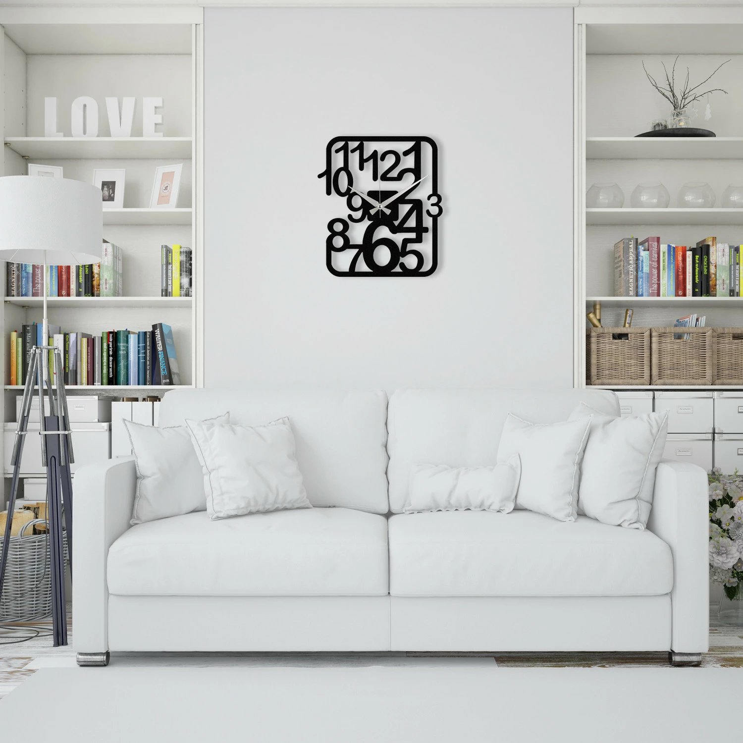 Orë muri dekorative prej metali, Wallity Enzoclock - S021, e zezë, 48x43cm