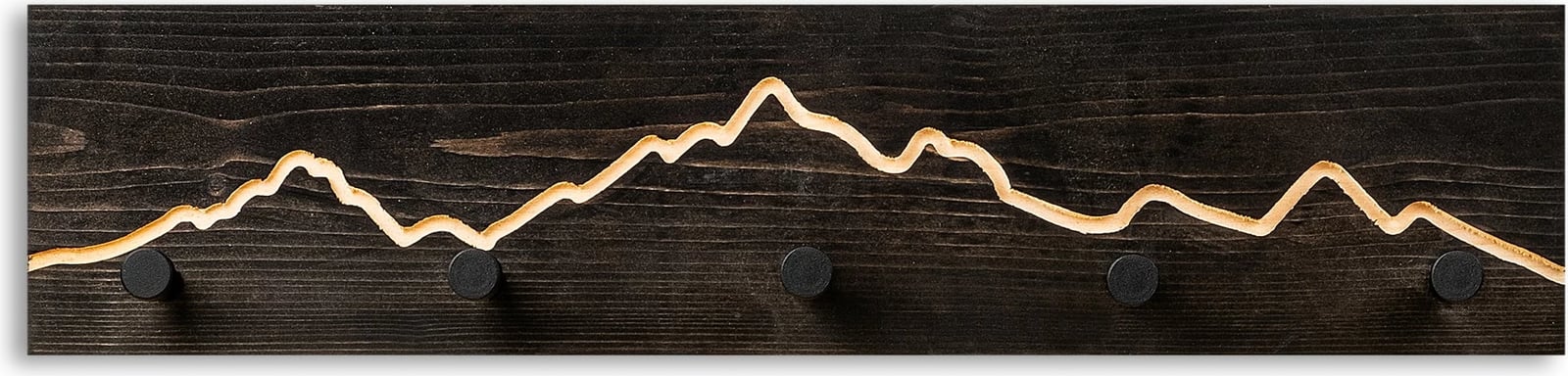 Varëse muri prej druri Wallity, Mountain 1, e zezë, 60x14x5cm