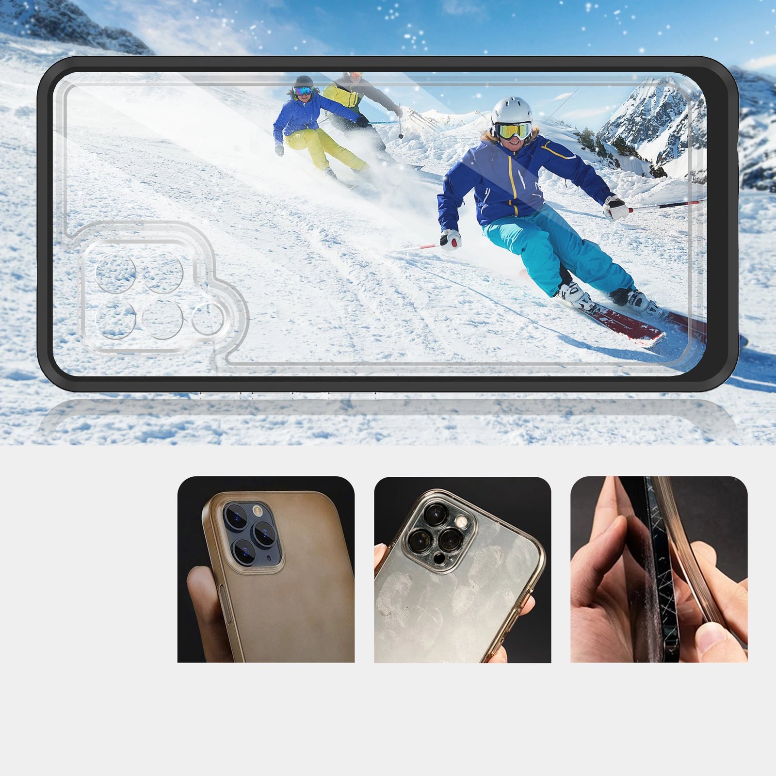 Mbështjellës Hurtel Hybrid Armor Clear 3in1 për Samsung Galaxy A42 5G, i zi/transparente