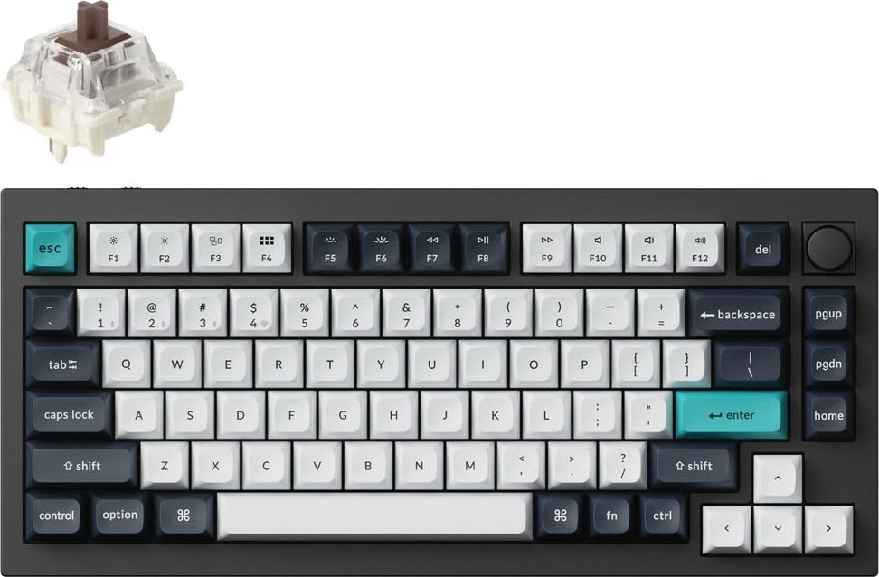 Tastierë mekanike Keychron Q1 Max, Gateron Jupiter Brown, RGB, Hot-Swap, alumini, 4000mAh, QWERTZ, e zezë