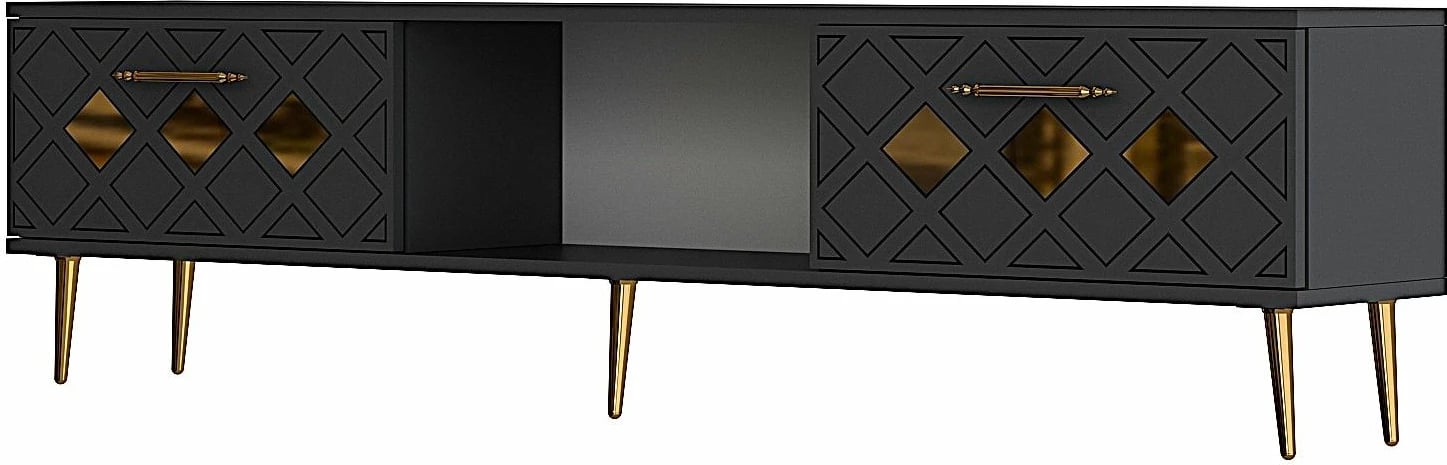 Komodë TV Skye Decor, anthracite, gold