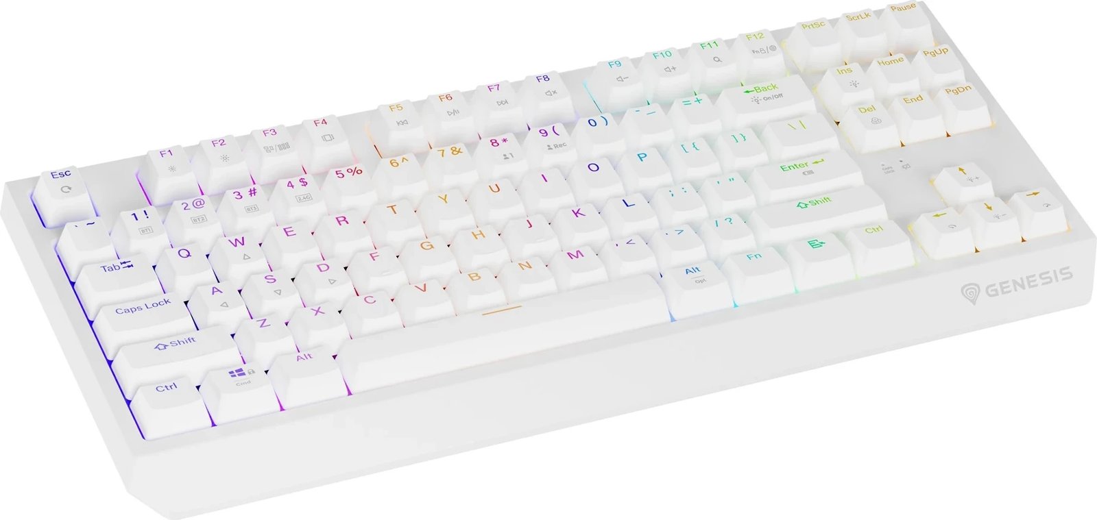Tastierë mekanike GENESIS Thor 230 TKL, QWERTY US, RGB, Wireless + Bluetooth, Bardhë