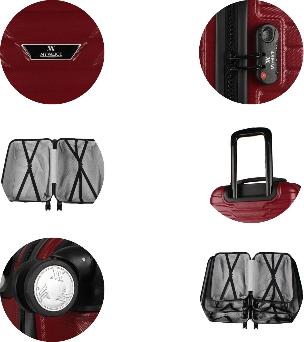 Set valixhesh (2 copë), ngjyrë e kuqe e errët, Zoozie Bags, 5813