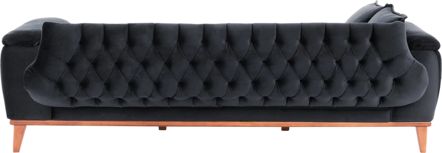 Divan 3-vendësh që bëhet shtrat, kadife e zezë, FH3249.01, 240x95x80