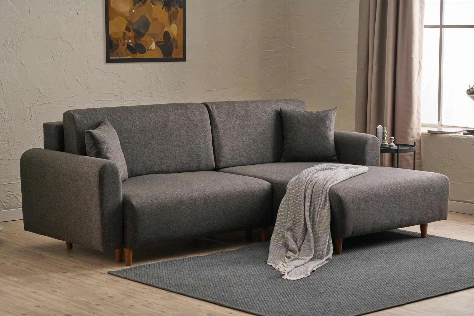 Kënd-sofë krevati Atelier del Sofa, mane djathtas, ngjyrë antracit