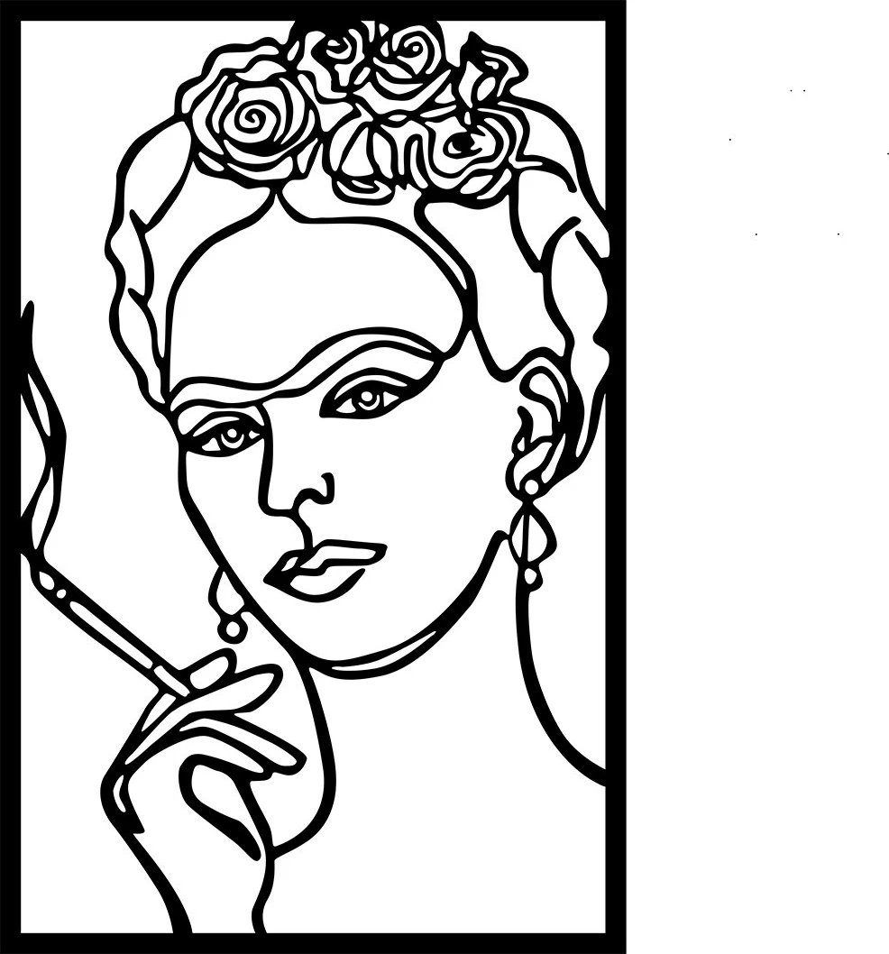 Aksesor dekorativ metalik për mur Wallity, Kahlo, ngjyrë e zezë, 34x52cm