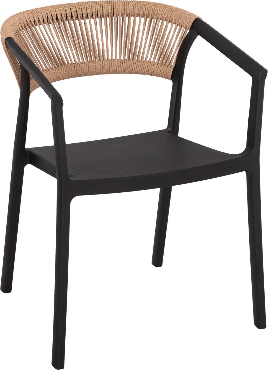 Karrige BOGI polipropileni, ngjyrë zezë me litar bezhë, FH6240.02, 54x53x75 cm