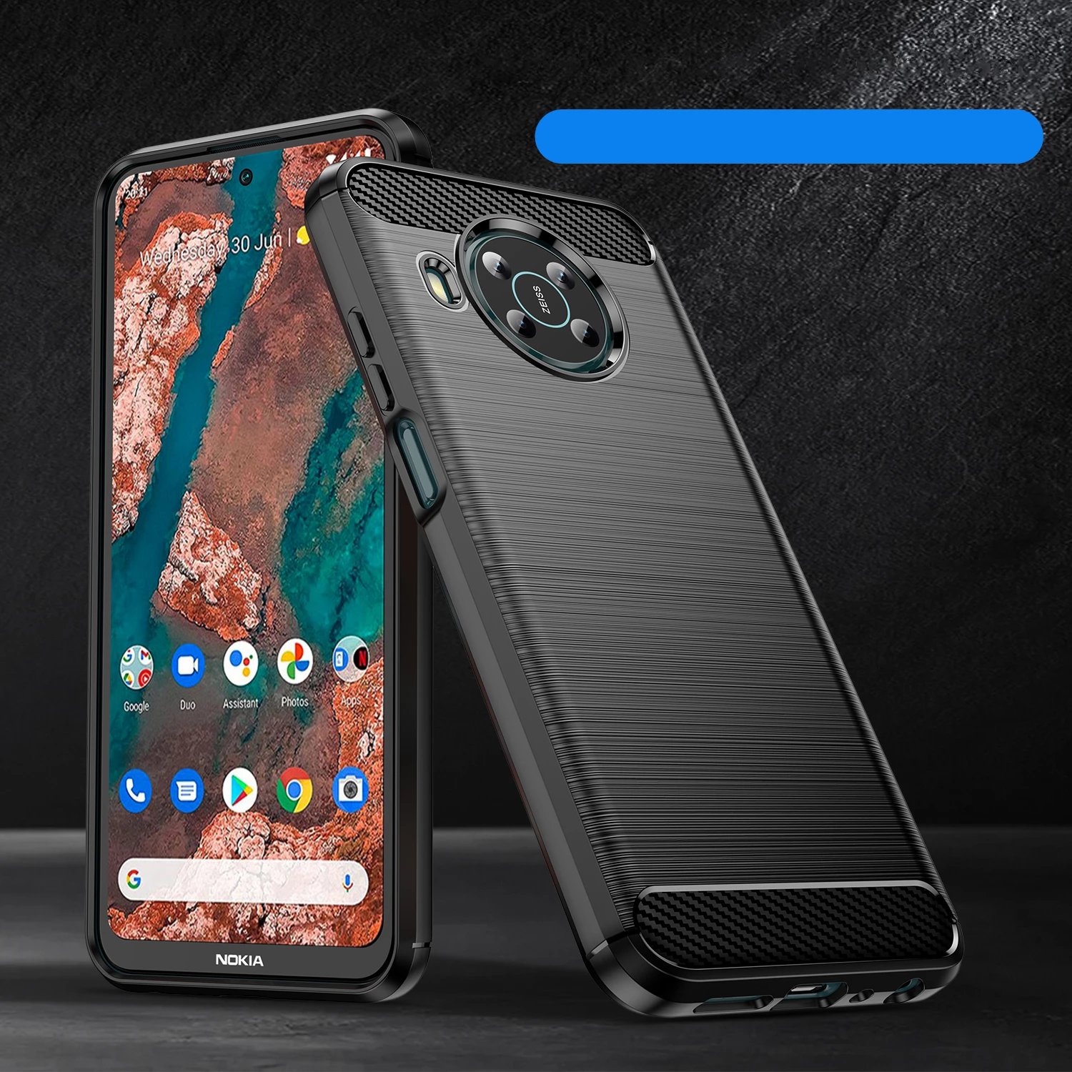 Mbështjellës Hurtel Carbon Case për Nokia X100, i zi