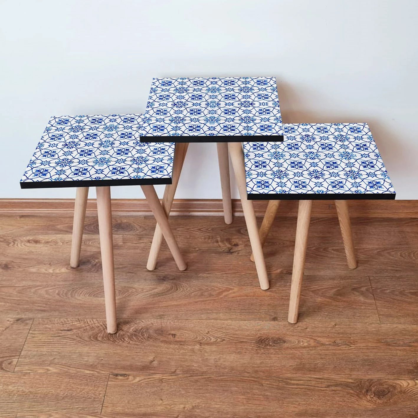 Set tavolina të ndërlidhura (3 copë), Skye Decor, 3Shp37, ngjyrë kaltër e errët