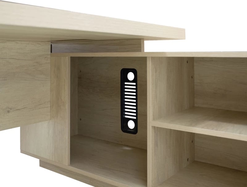 Tavolinë pune profesionale Amazon, këndore, ngjyrë natyrale, 200x170x75 cm