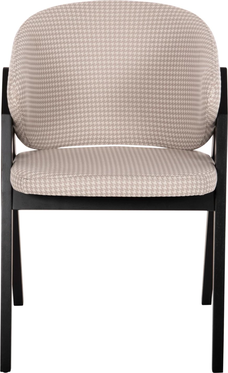Karrige për ngrënie HANA FH9746.01 dru gome në të zezë-me pëlhurë në të bezhë 55x60x84H cm., set prej 2 copë
