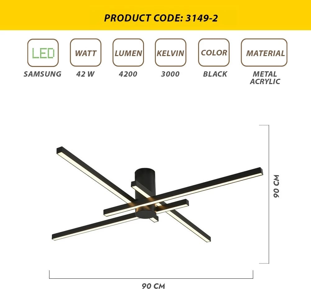 Llambë tavani moderne, Opviq Krakow - C1292, e zezë