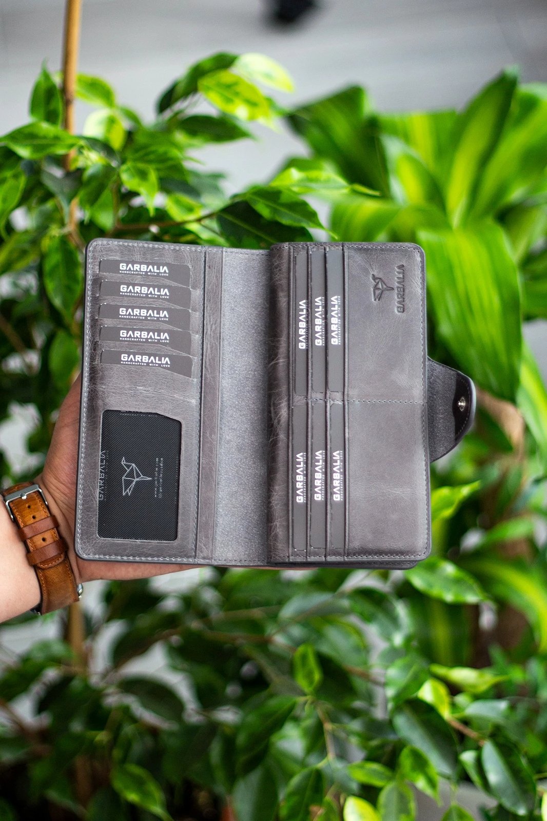 Portofol unisex, lëkurë natyrale, ngjyrë gri, Zoozie Bags, Axel
