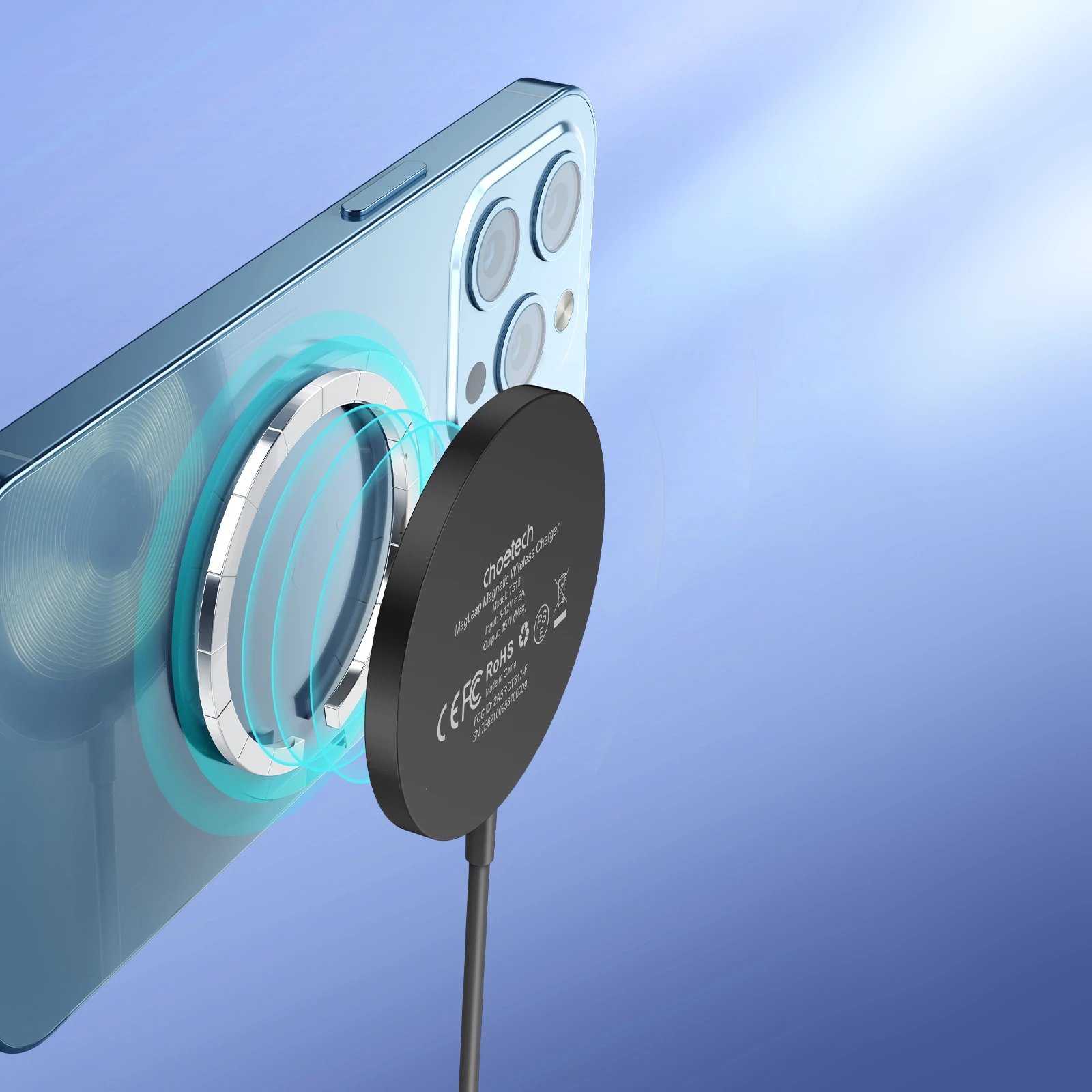 Mbështjellës karikues wireless Choetech T518-F-BK, 15W MagSafe, për iPhone 12/13/14, i zi