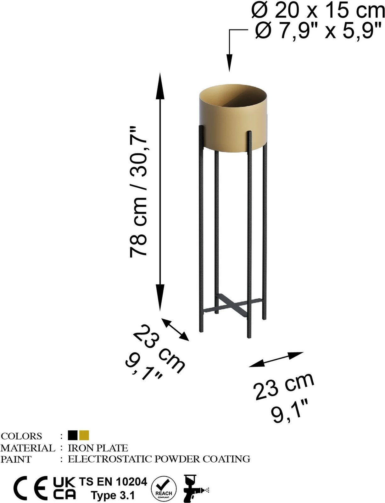Vazo dekorative, ngjyrë e zezë dhe ari, Evila Originals, GED-025-A
