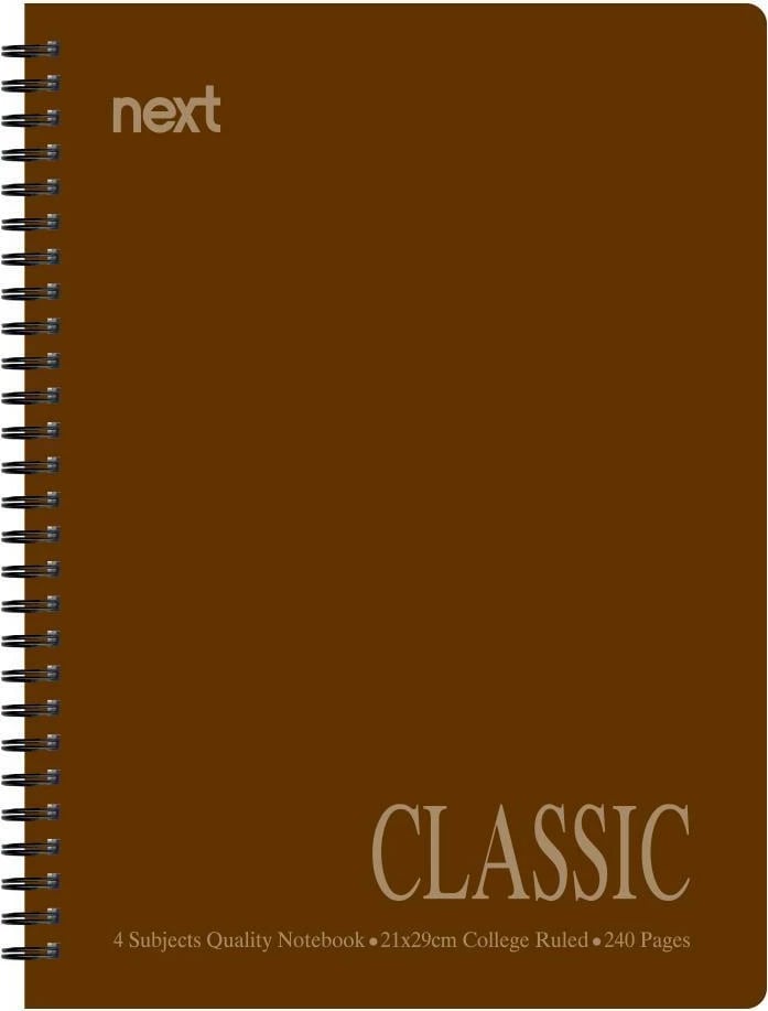 Fletore spirale Next Classic 21x29cm, 4 tema, 240 faqe, Kafe